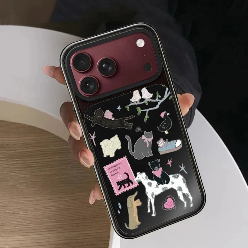 Eat Well Pattern Glaze / Mirror Surface Impact Black Border Magnetic Case: Compatible with IPhone 18 17 Pro Max 18Pro Quake