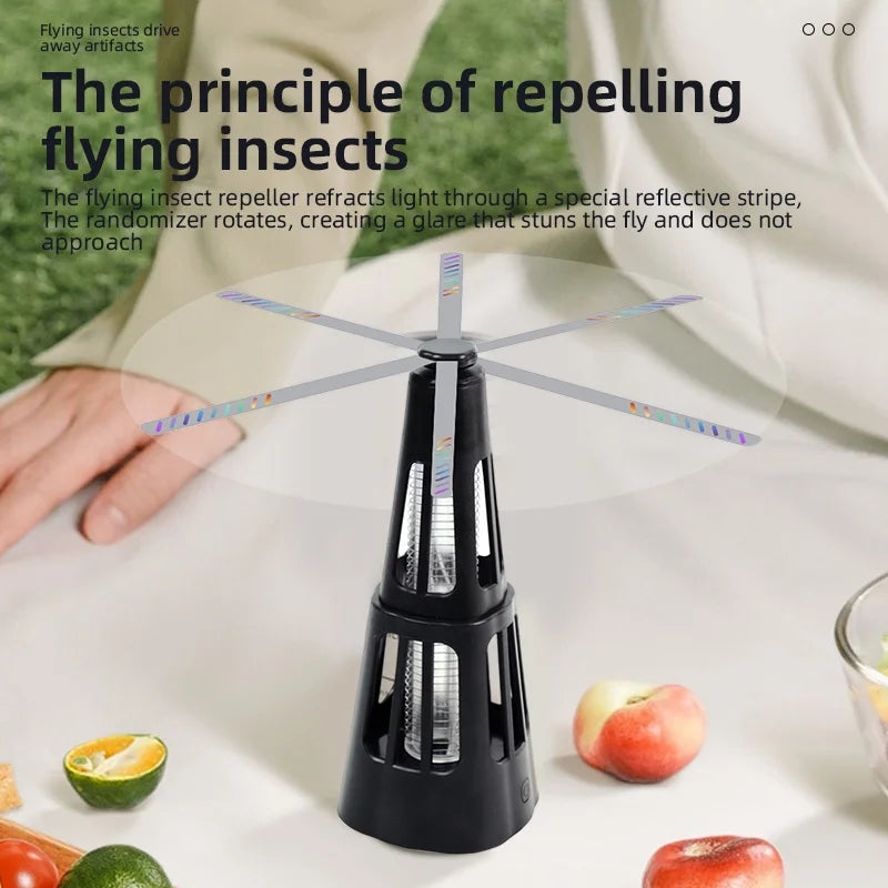 Qualitell 2-in-1 Smart Pest Control Table Fan Portable Outdoor Kitchen Fly Repellent and Bug Killer Lamp Food Protector Quake