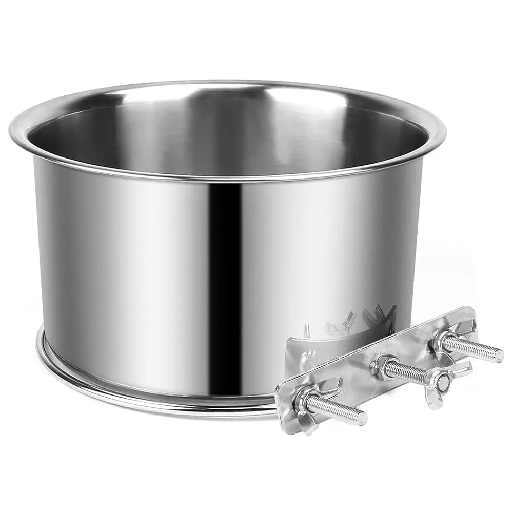 New Stainless Steel Pet Bowl Anti-gnawing Hanging Pet Feeder Cage Food Dispenser Parrot Bird Quake 18x6.5cm