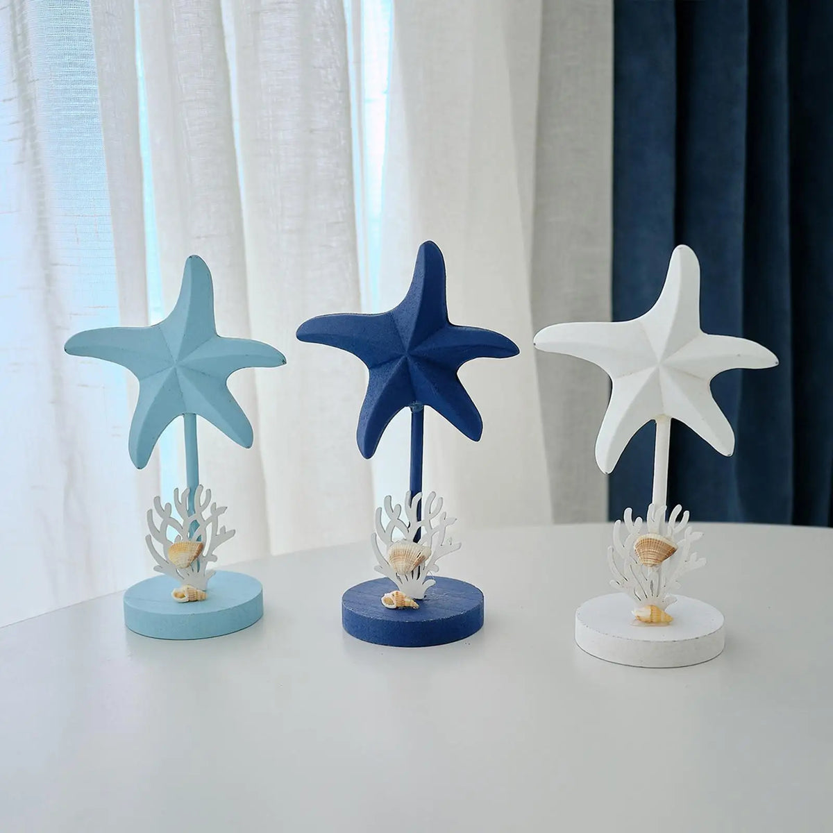 Starfish Figurine Desktop Ornament Retro Wooden Sculpture Decorative Statue for Desk Fireplace Housewarming Gift Home Decor Quake