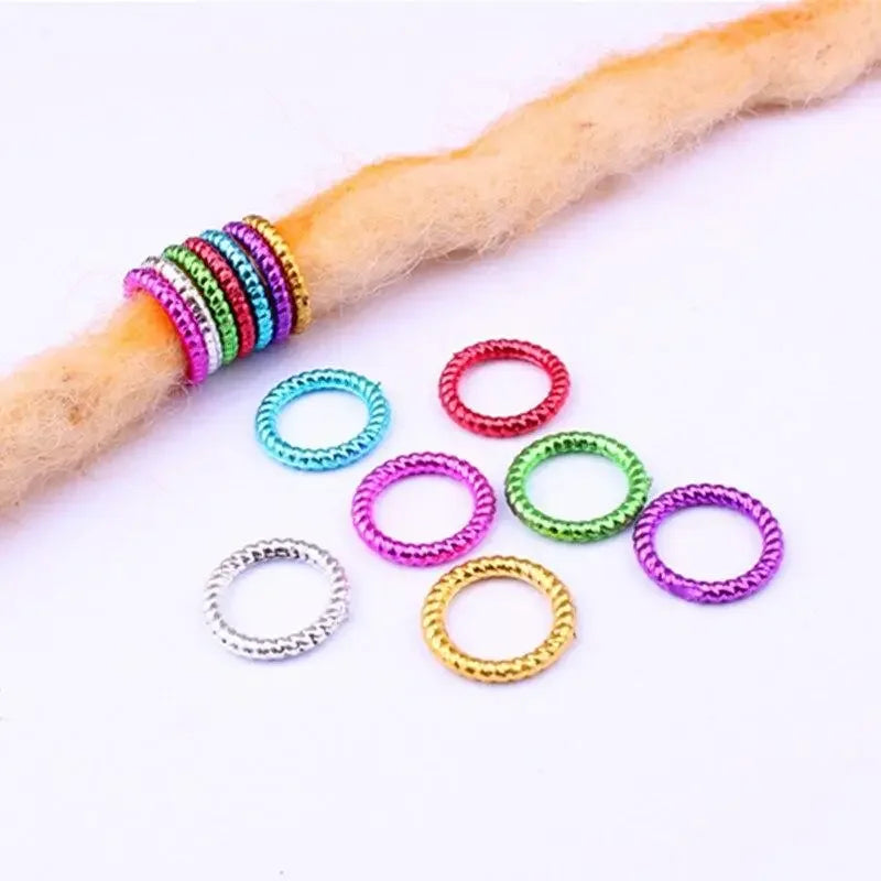 50pcs/set Long Hair Braid Beads Hair Clip Braids Colorful Dreadlock Ring Beads Hair Braider Styling Tool Hairs Accessories Quake