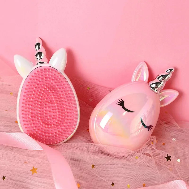 Children Small Hair Care Comb Cartoon Unicorn Head Massager High Quality Anti-static Comb Cute Kids Children Hairdressing Comb Quake