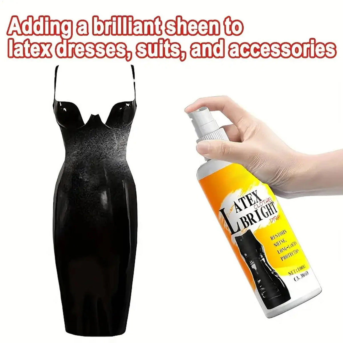 Latex Shiner 100ml Clothing High Gloss Long Lasting Non-greasy Shine Latex Clothes Spray for Rubber Pvc Outfits Garments Quake