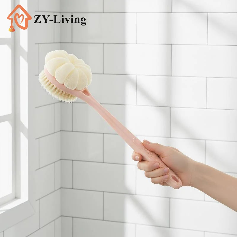 1Pcs Long Handle Bath Brush Double-Sided Scrubbing Shower Towel Back Scraper Detachable Strong Bath Soft Bristle Washing Brush Quake