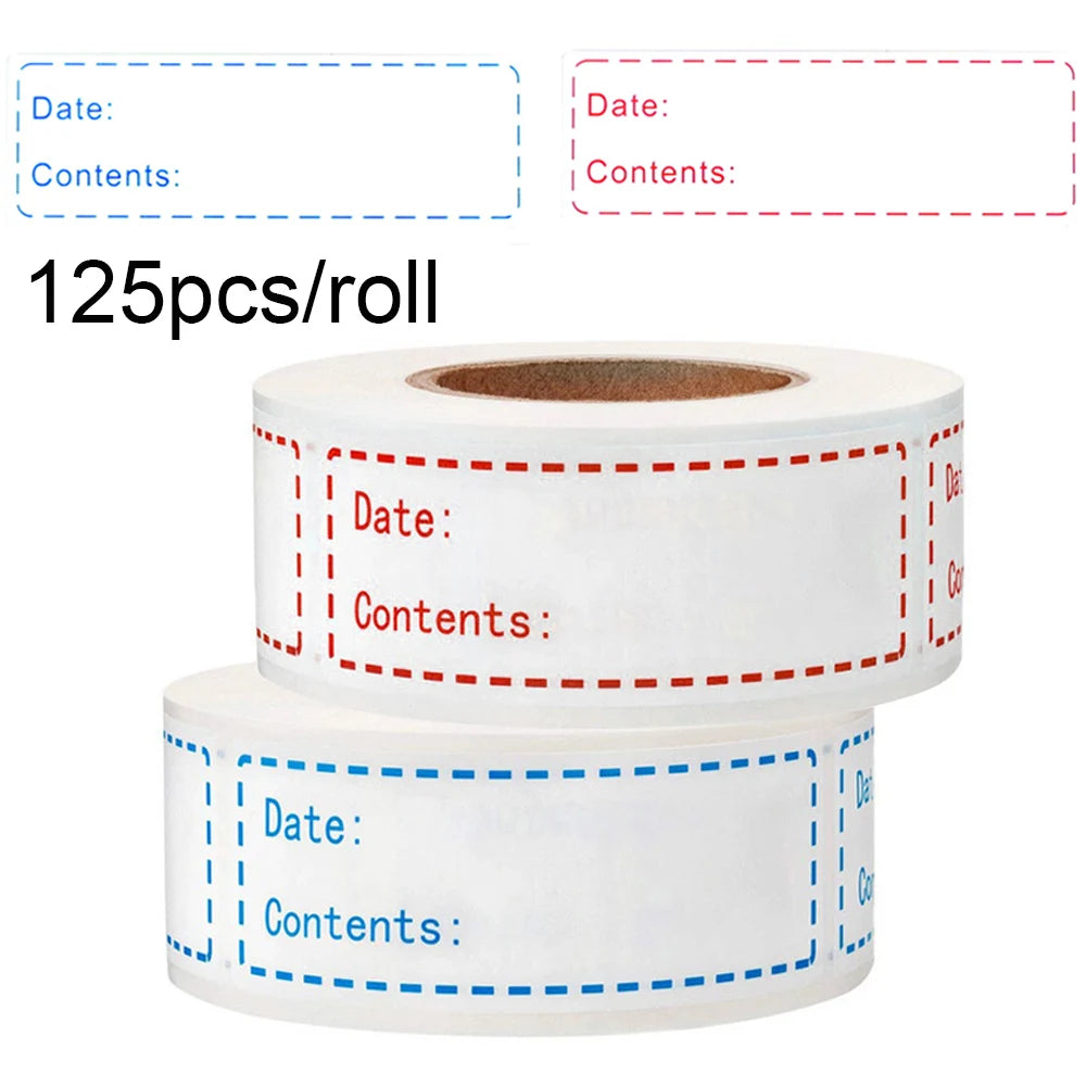 125pcs/roll Blank Date Writable Label Sticker Kitchen Refrigerator Food Storage Classification Labels for Container Jar Mark Tag Quake