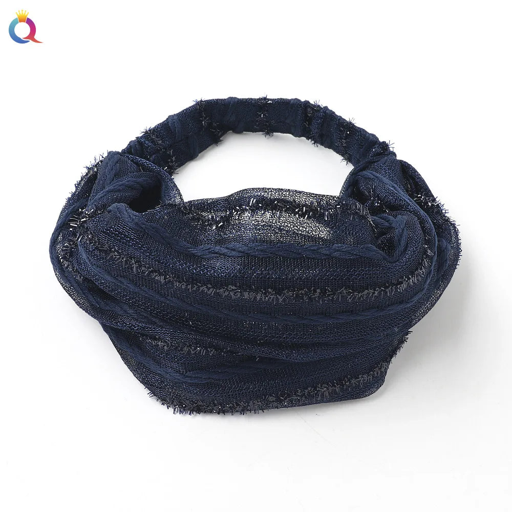 Fashion Cover White Hair Headband Braids Hair Headband Wash Face Retro Elegant Wide Edge Pressed Hair Headgear Headband Headwear Quake HBSF navy