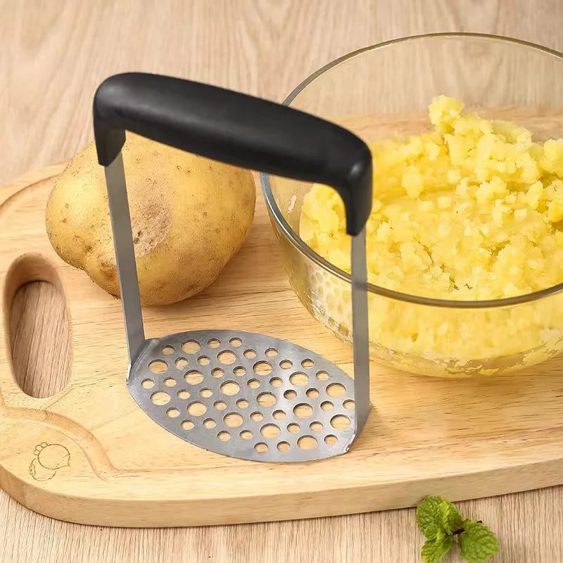 Stainless Steel Potato Masher Manual Food Mud Presser Multi‑Function Kitchen Tool for Sweet Potato Baby Food Mashing Quake