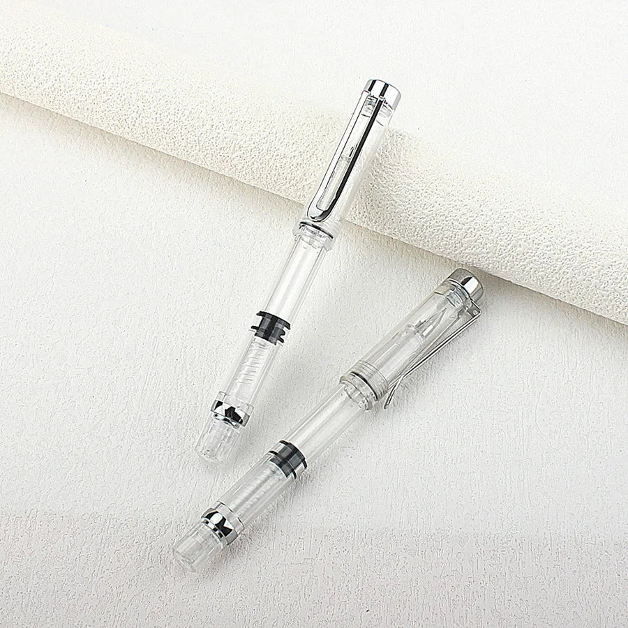 Special Offer Piston Fountain Pen Fine Nib 0.5mm Transparent Piston Ink Pen School Business Office Gift Writing Pen Quake