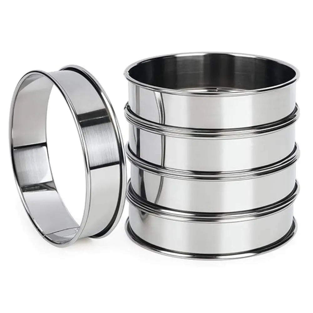Stainless Steel Double Rolled Baking Circle Tart Ring Fruit Pie Cake Cookie Molds 10cm 8cm for Kitchen Biscuit Pastry Quake
