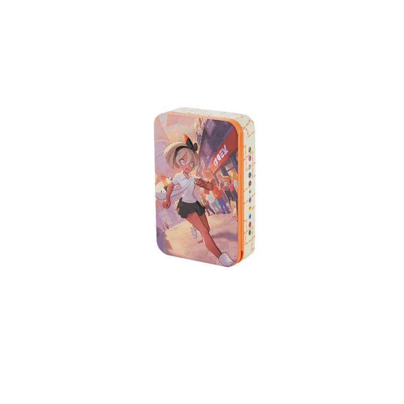 Official Pkm Trainer Series Metal Tin Box 7 Character Designs Marnie Raihan More Collectible Card Storage Box Gift for Kids Fans Quake cd