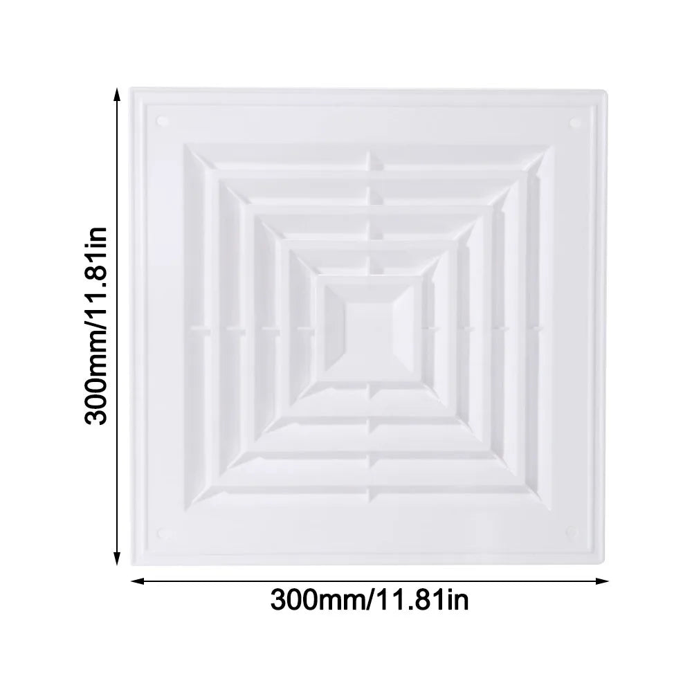 New Plastic Air Vent Grille With Flaps Square Ventilation Cover Silent Operation White Duct Heating Vents Bathroom Quake 300x300mm