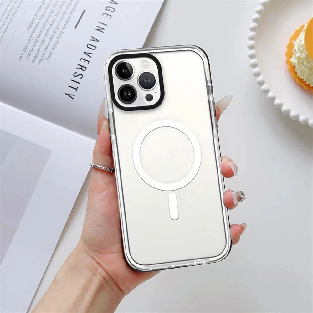Plain Gradient Transparent Magnetic Case: Compatible with IPhone 18 17 16 15 14 13 Pro Max 18Pro Quake