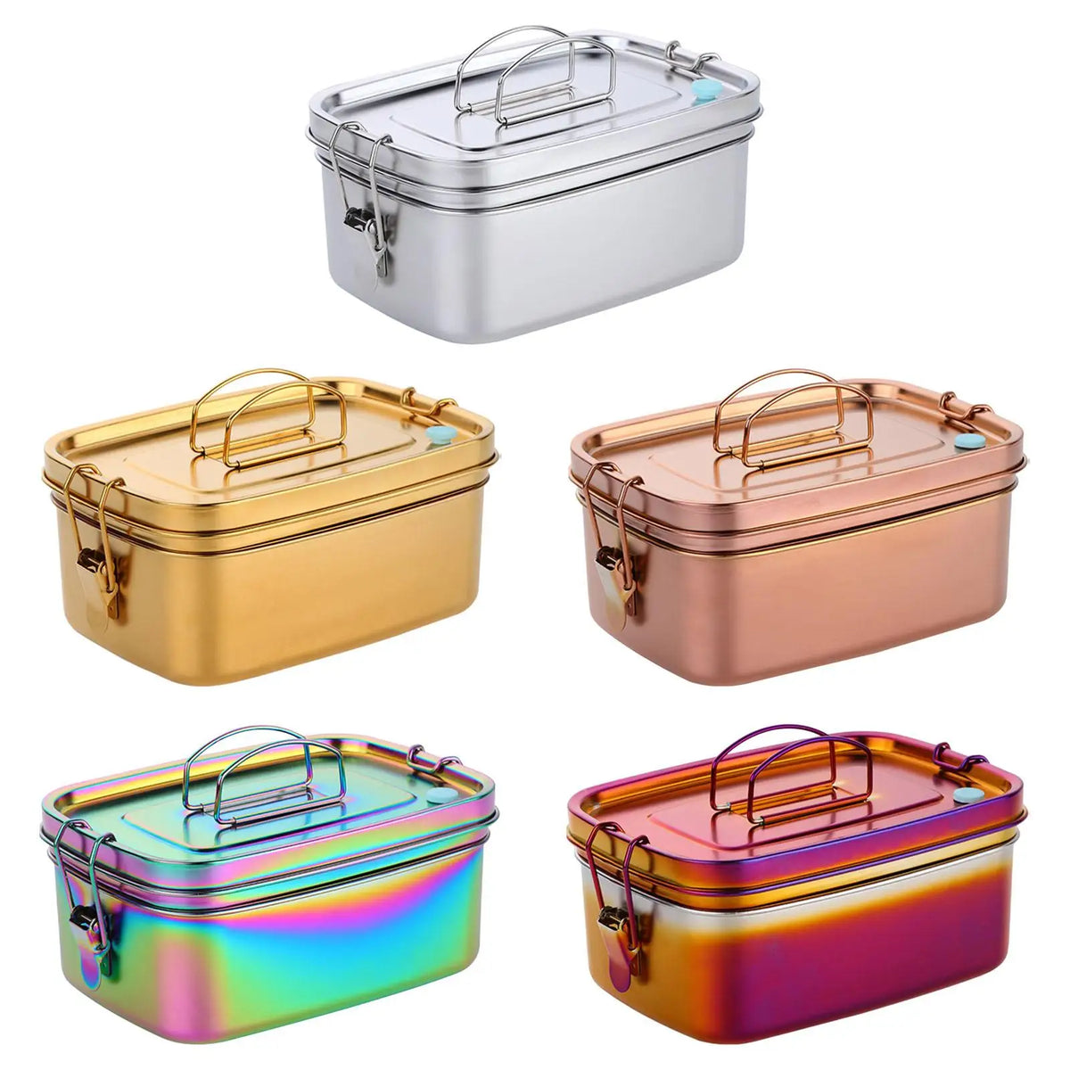 Stainless Steel Bento Box Snack Box Divided Food Storage Containers for Home Quake