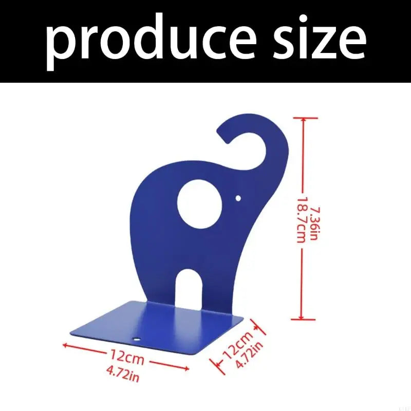 Metal Elephant Bookend for Desk Storage, Decorative Book Support with Smooth Painted Finish for Shelf and Office Files K1KF Quake