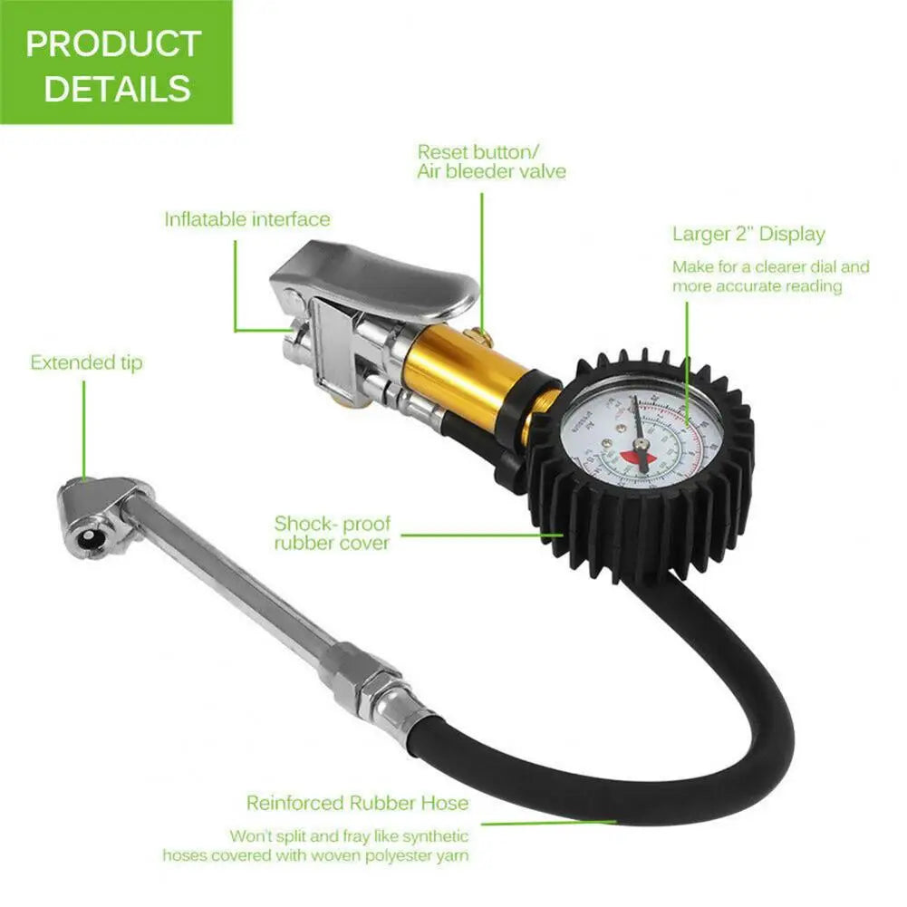Air Tyre Meter Wear-resistant High Precision Stable 220PSI Tyre Pressure Gauge for Car Quake