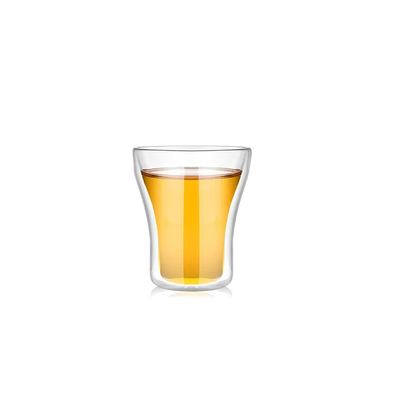 YWDL 1/2/4pcs Clear Double Wall Glass Cup Breakfast Mug High Borosilicate Glass Insulated Coffee Tea Cup Tea Drink Cups Quake 1pcs 80ml