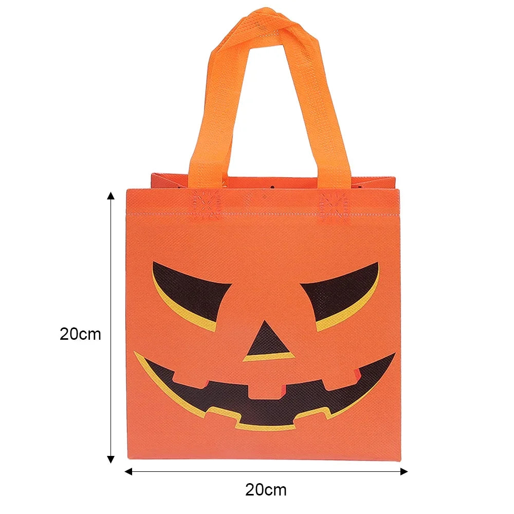 10/1PCS Halloween Non-Woven Gift Bags Pumpkin Ghost Bat Mummy Cat Pattern Candy Snacks Bag Halloween Party Home Decor Supplies Quake Orange 3PCS 20x20cm
