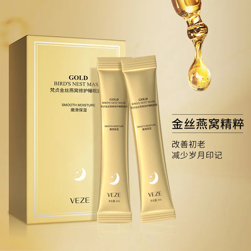 20Pcs Golden Silk Bird'S Nest Sleeping Mask Moisturizing And Hydrating Brightening Complexion Facial Mask Facial Skin Care Quake