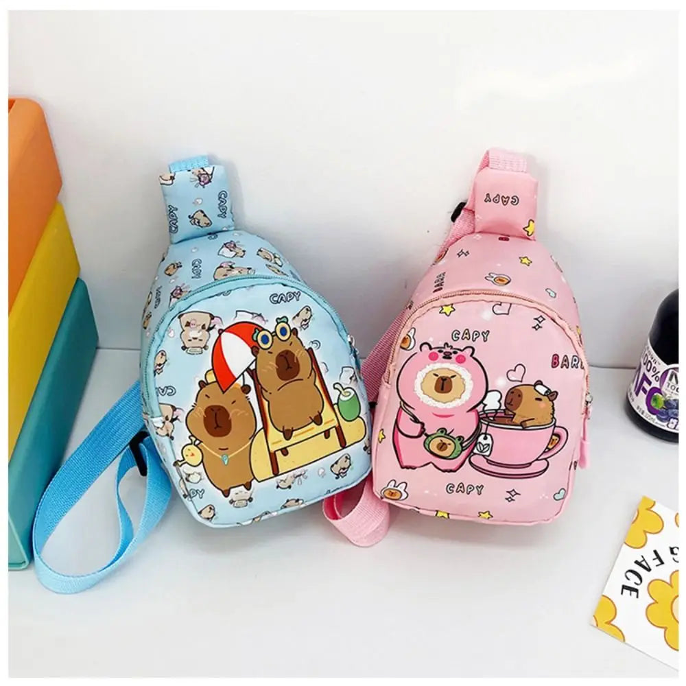 High Quality Capybara Shoulder Bag Cartoon Animal Nylon Crossbody Bag Lightweight Coin Purse For Kids Quake