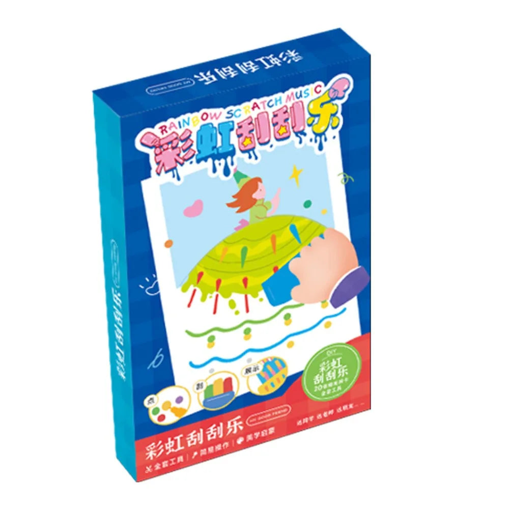 Drawing Papers Squeegee Art Kids Paint Kit DIY Material Painting Art Supplies Rainbow Dot Scratch Painting Arts Quake D