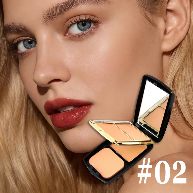 MISSROSE Double Layer Pressed Face Powder with Mirror 3 Natural Colors Lightweight Matte Finish Setting Powder for Valentine's Quake N2