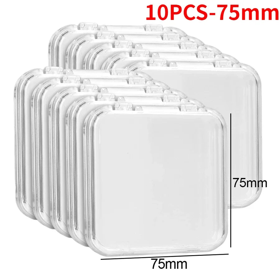10/1PCS Transparent Acrylic Storage Box Portable Square Nail Container Jewelry Earring Rings Bracelet Badge Nail Packaging Case Quake 10PCS-75mm