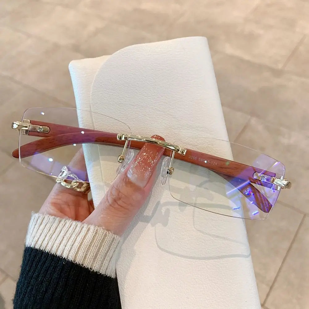 Trendy Punk Sunglasses Rimless Rectangle Sun Glasses for Women Men UV400 Driving Shades Fashion Frameless Gradient Eyewear Quake Gold-Transparent