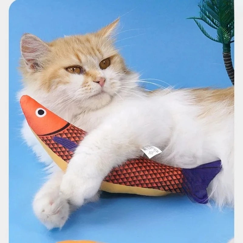 Cat Toy Contains Catnip for Self Pleasure and Relaxation 3D Simulated Fish Pillow Fish Interactive Sound Plush Toy Quake