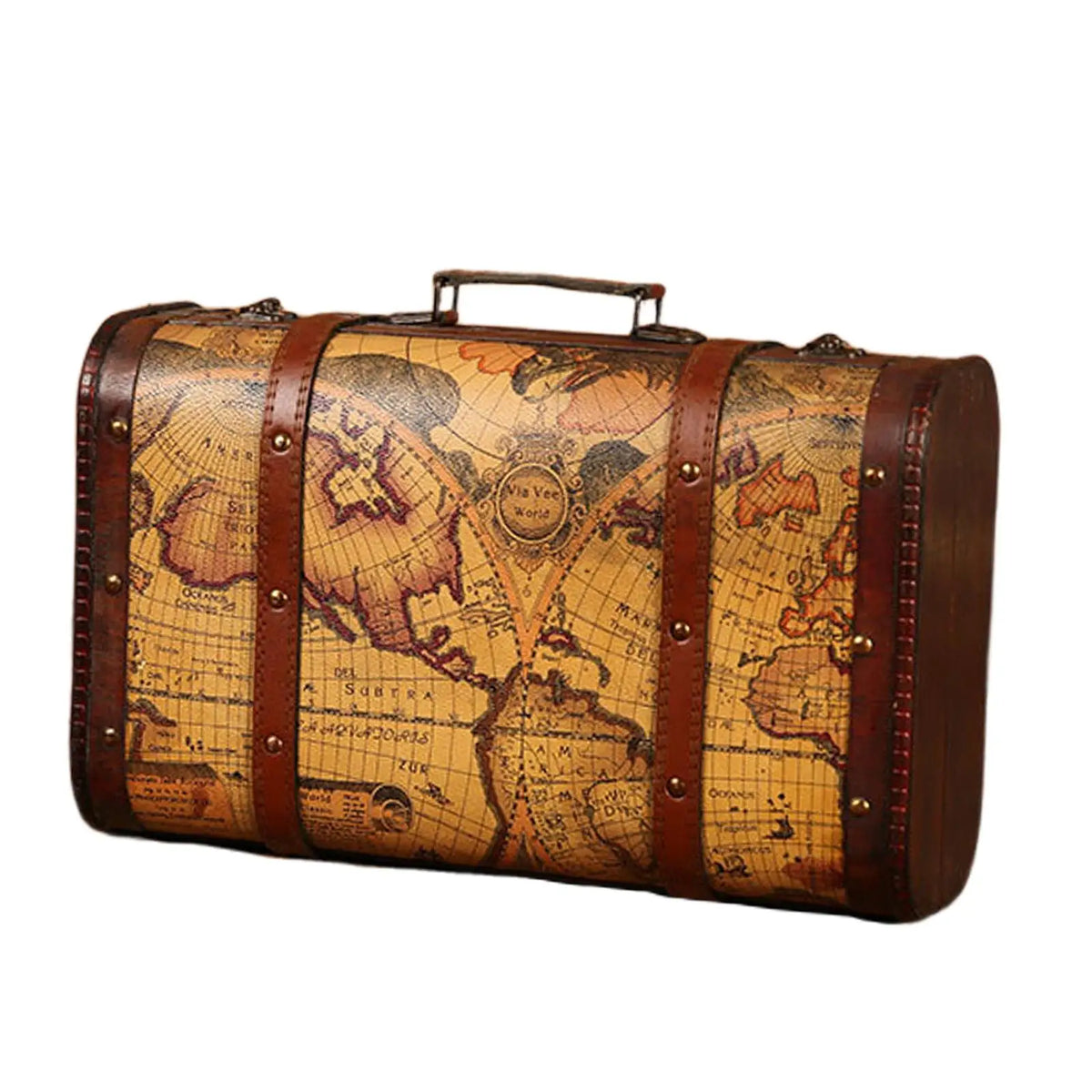 Vintage Suitcase with Handle Suitcases Photo Props Wooden Trunk Decorative Box Suitcase Wood Chest for Shop Window Shop Bedroom Quake S