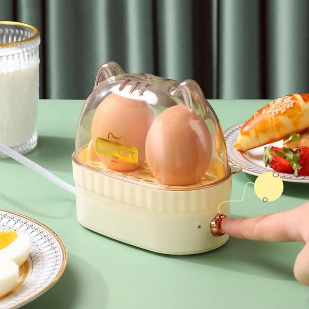 Automatic Power Off Egg Boiler Machine Egg Poacher Food Steamer Egg Cooker Cat Shape Electric Boiled Egg Maker Home Kitchen Quake