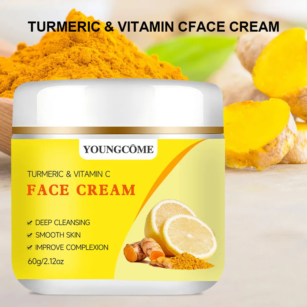 YOUNGCOME Turmeric+Vitamin C Moisturizing&Firming face cream，Skin feels，Skin looks visiblyyounger，Repairs dry skin Quake