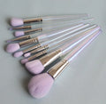 10pcs Crystal Handle Purple Makeup Brush with Makeup Bag Eye Shadow Loose Powder Foundation Sculpting Highlighter Eyebrow Brush Quake 10pcs brush no bag
