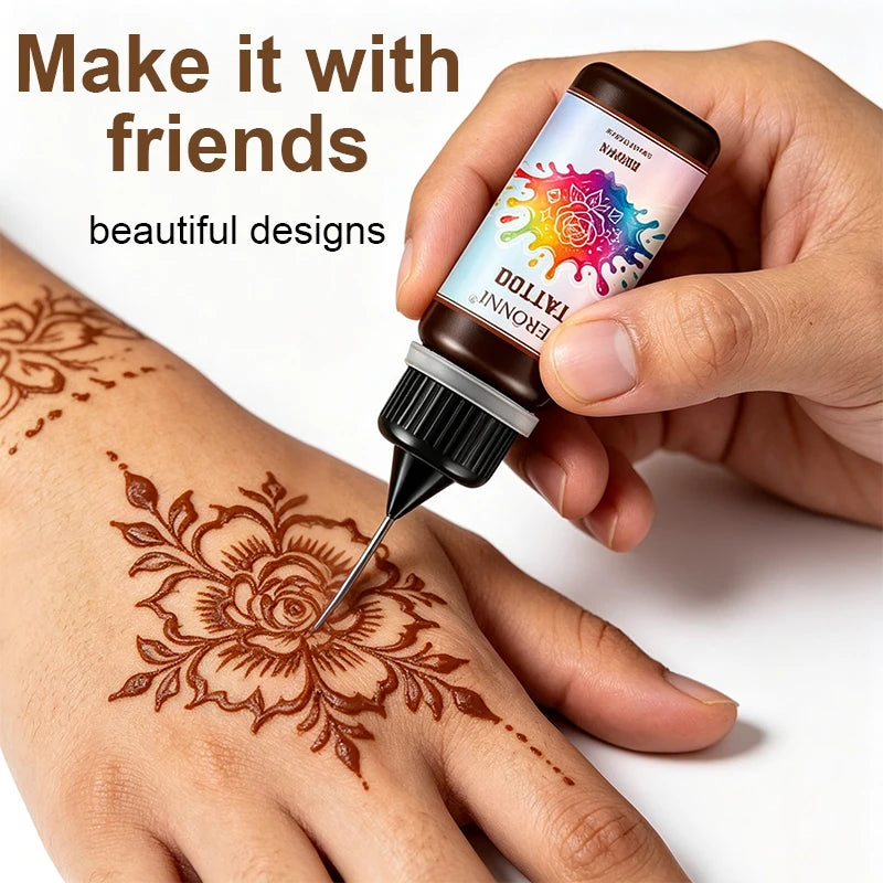 12 pcs natural organic Long-Lasting Temporary Tattoo, temporary tattoo, black brown red tattoo cream semi-permanent Face Body Quake