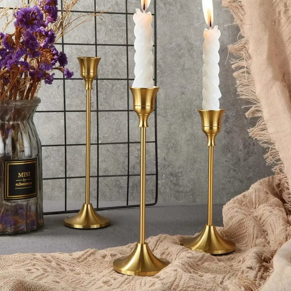 1/3pcs Vintage Elegant Tabletop Candle Holders Metal and Aluminum Home and Hotel Decoration Candlestick Holder Quake