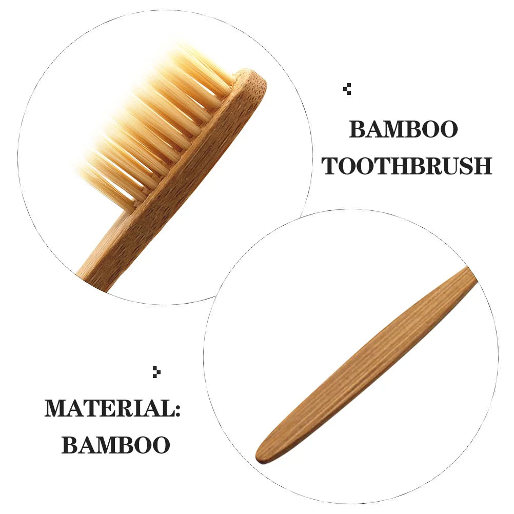 8pcs Bamboo Toothbrush Wooden Eco-Friendly Bristle Tooth Brushes For Sensitive Gums Teeth Stain Removal Sustainable Oral Quake