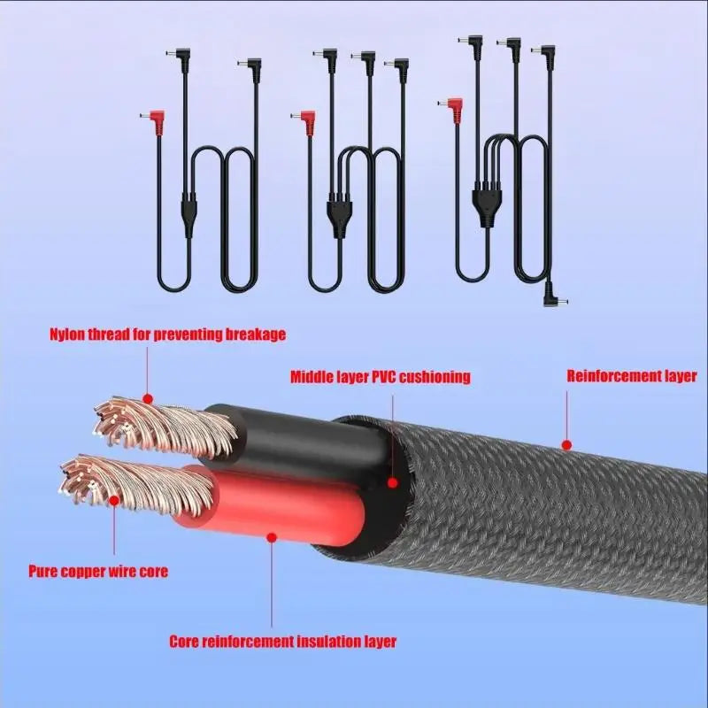 Fan Clothing Spare Cable 3.8X1.35Mm PVC Power Splitter Cord for Hot Weather Commute and Daily Carry K1KF Quake