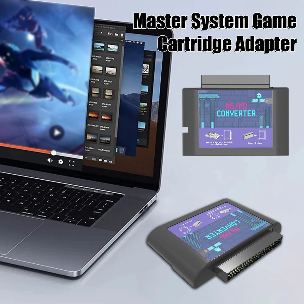 MS/MD Game Card Converter, Video Cassette Converter for Genesis Hyperdrive Master System to Megadrive Game Card Adapter Quake