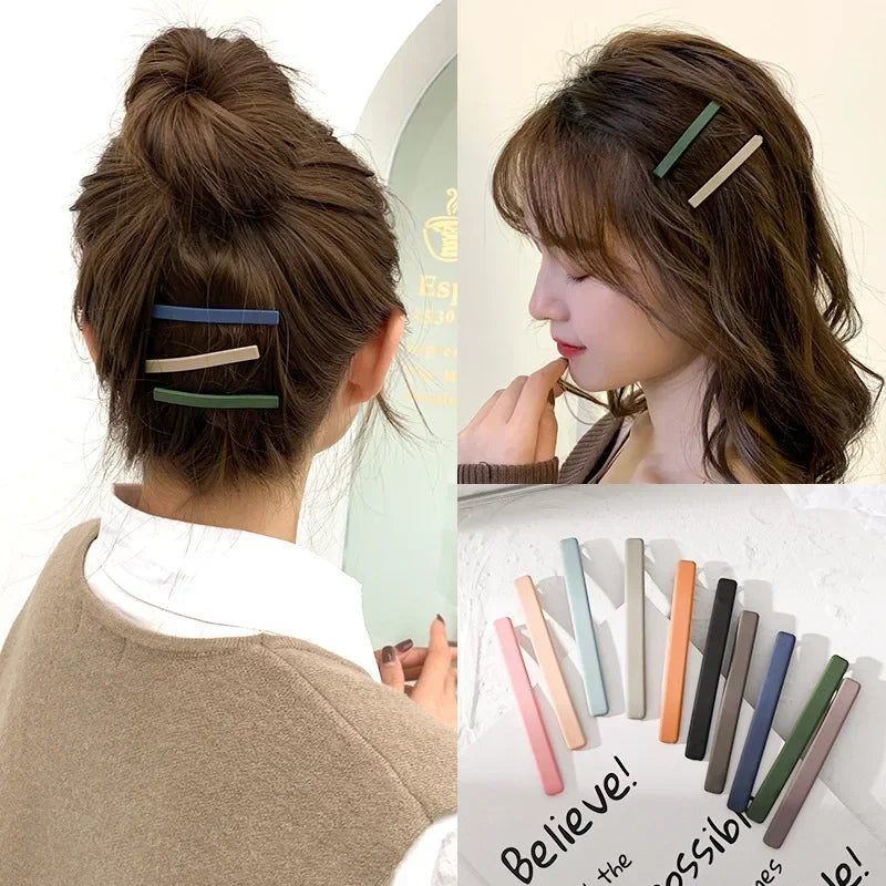 Simple Korean Fashion Hair Side Clip Women Girls Basic Bangs Fixed Hairpin Candy Color Matte Hair Styling Accessories Barrettes Quake