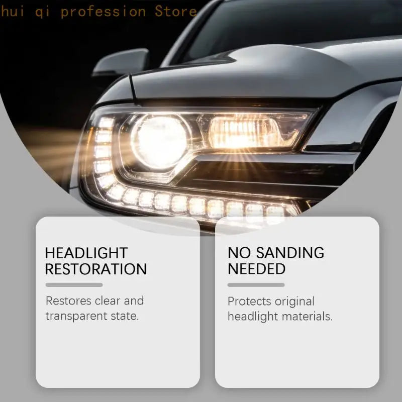 Headlight Cleaning and Care Set with Restoration Liquid Protective Agent Sponge Cloth and Gloves for Used Car Cleanup and Quake