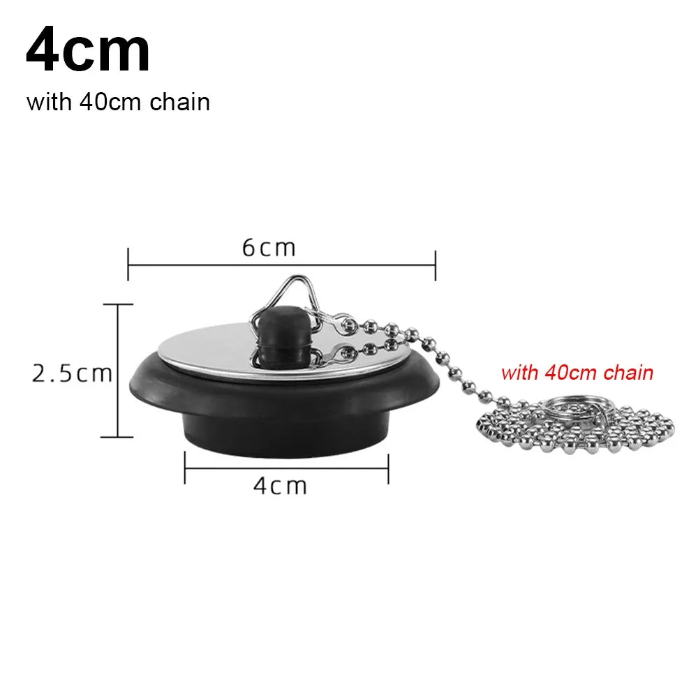1Pcs Durable Rubber Tub Stopper Universal Silicone Bath Tub Drain With Hanging Ring With Chain Bathtub Plug Bathtub Accessories Quake 4cm