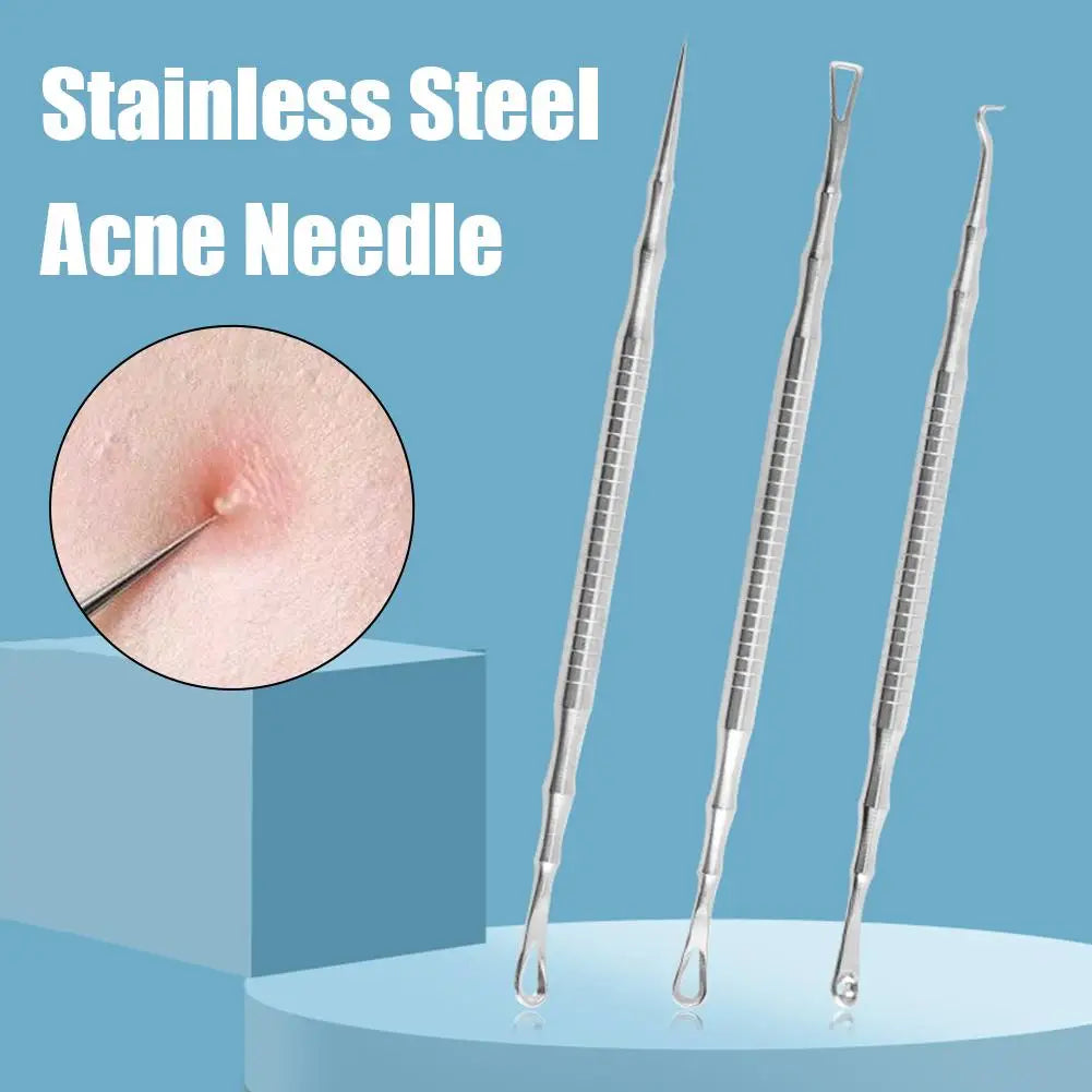 Pimple Extractor Acne Needle Tool Blackhead Comedone Removal Pimple Popper Tool for Face Nose Blackhead Extractor Tool Stainless Quake
