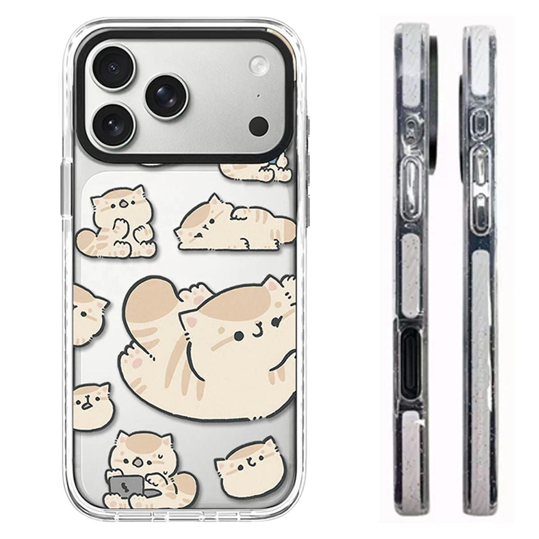 609017 White Border Magnetic Phone Case Cover for IPhone 13 14 15 16 17 18 Pro Max Case Quake white (no magsafe) iPhone17 Pro Max
