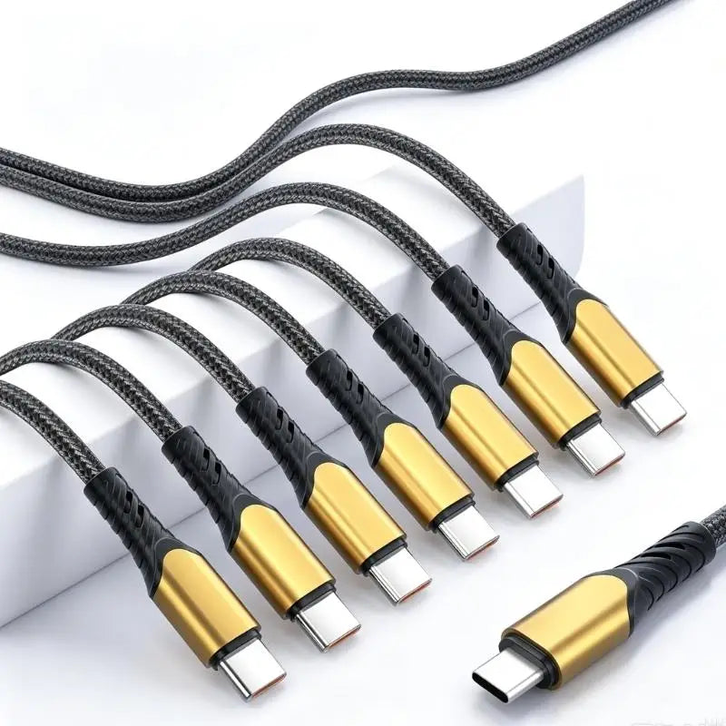 5-Output USB Type C Charging Cable for Simultaneous Device Charging with Interlaced Outer Cover and Reinforced Ends K1KF Quake