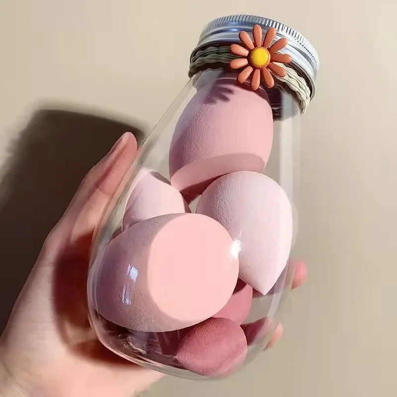 Beauty Egg with Box Makeup Sponge Puff Set Face Powder Foundation Cream Cosmetic Sponges Powder Compact Puff Beauty Makeup Tools Quake 6pcs pink bottle