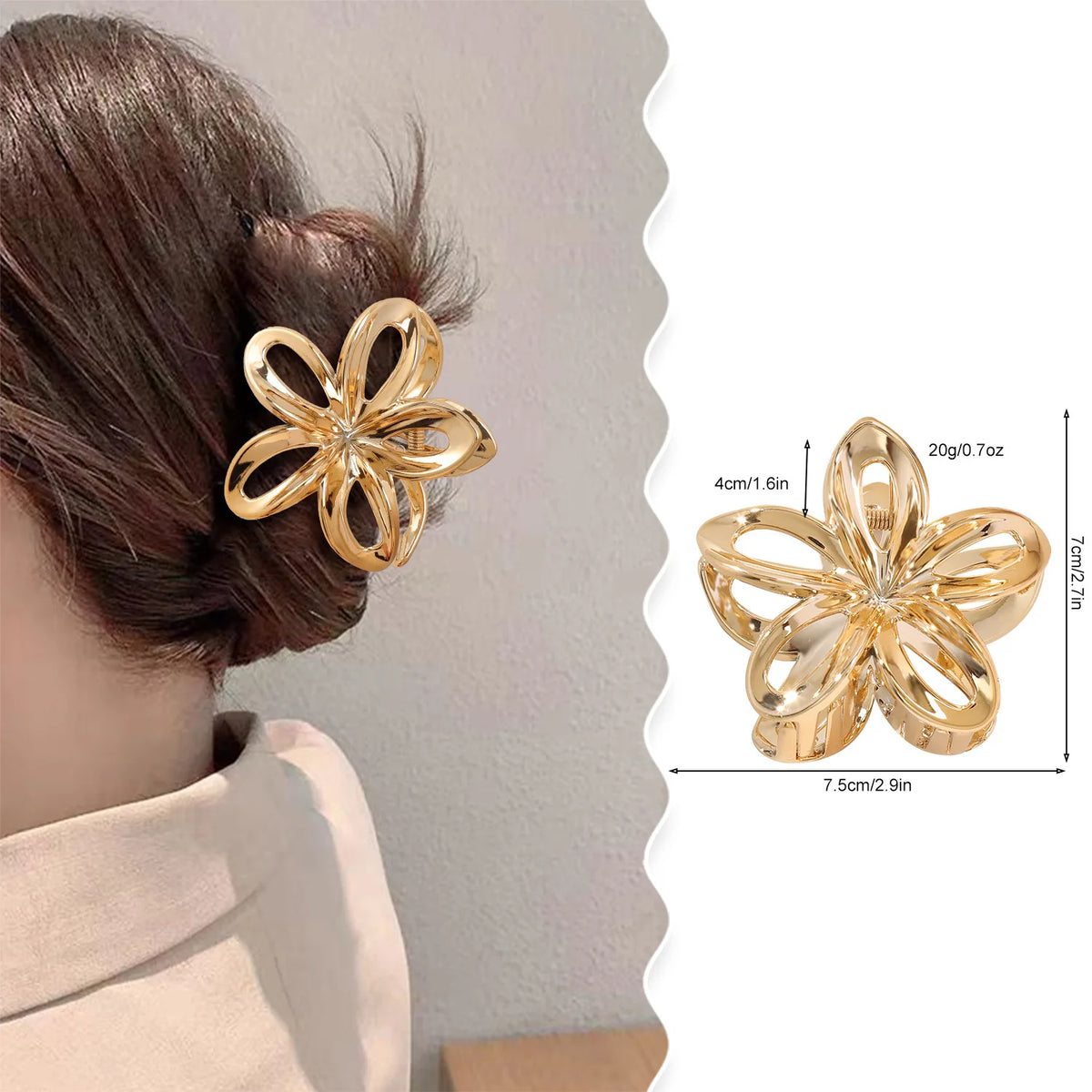 Hollow Flower Hair Claw Clips Women Girls Crab Clip Floral Hair Claws Ponytail Holder Hairpin Barrette Vacation Party Headwear Quake
