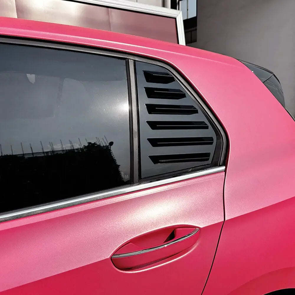 For VW Golf MK8 2020 2021 2022 2023 Car Rear Louver Window Side Shutter Cover Trim Sticker Vent Scoop ABS Carbon Fiber Black Quake