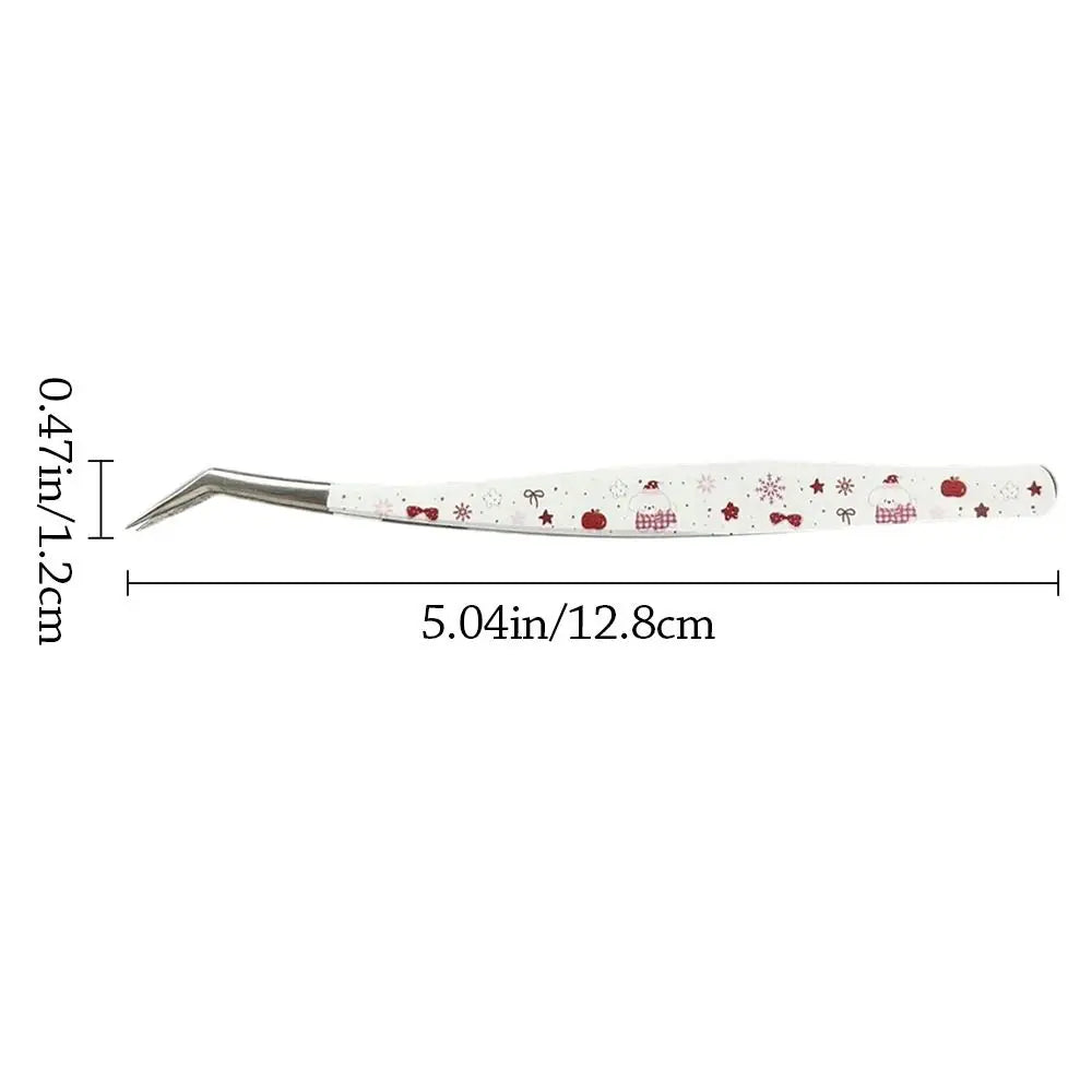 Stainless Steel Curved Stickers Tweezers High Precision Anti-static Lashes Extension Tweezer Cartoon Bean Tweezers Quake