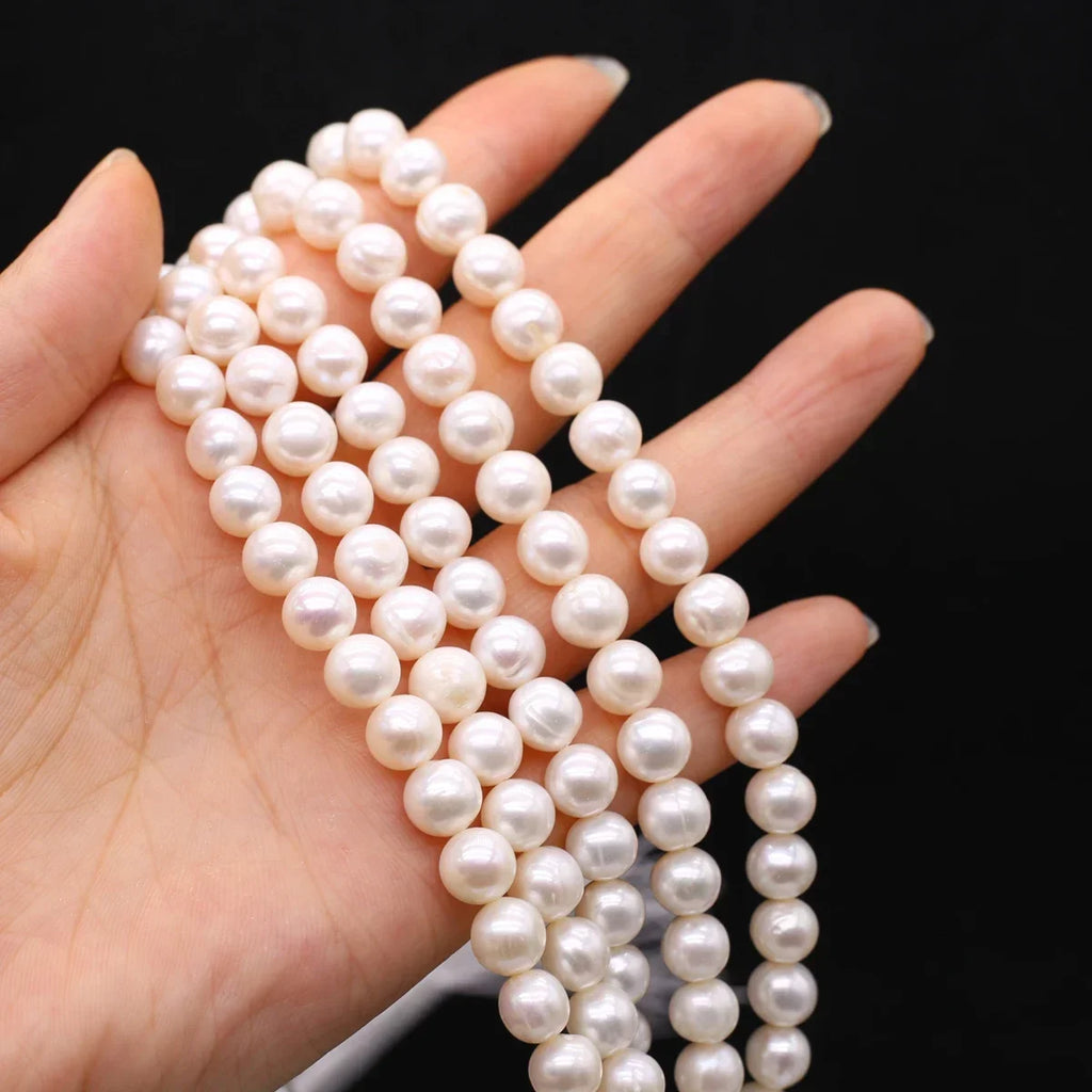 Natural Freshwater White Pearl Round Isolation Beads 8-9mm For Jewelry Making DIY Bracelet Earrings Necklace Accessory Quake