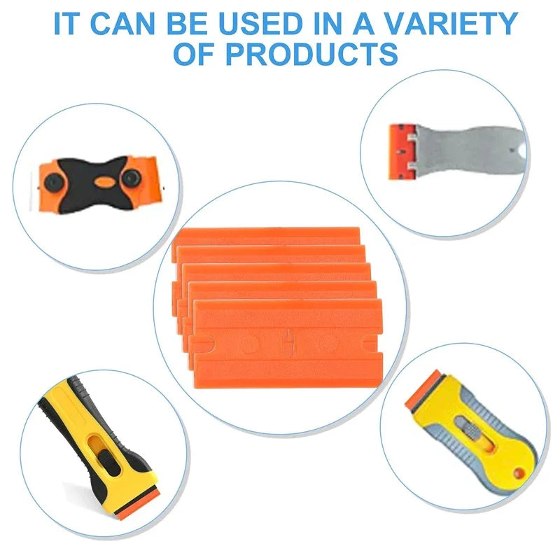 Decals Window Glass Razor Scraper Blades 20Pcs Plastic Scraper Replacement for Car Sticker Remover Clean Scraper Glue Remover Quake
