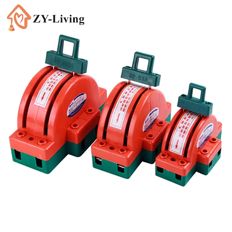 1Pcs 2 Pole Double Throw Knife Disconnect Switch 32A 63A 100A DPDT Cutter Safety Disconnect Switch Power Disconnect Switch Quake
